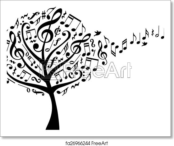 560x470 Free Art Print Of Music Tree With Notes, Vector Music Tree