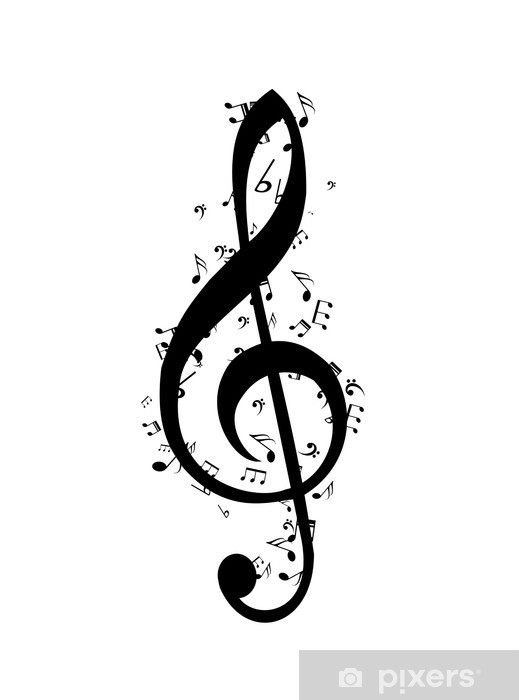 519x700 G Clef Made Of Little Music Notes Vector Wall Mural