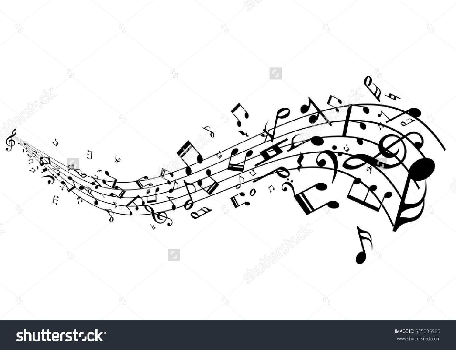 1500x1150 Stave With Music Notes Vector Melody Isolated Decoration