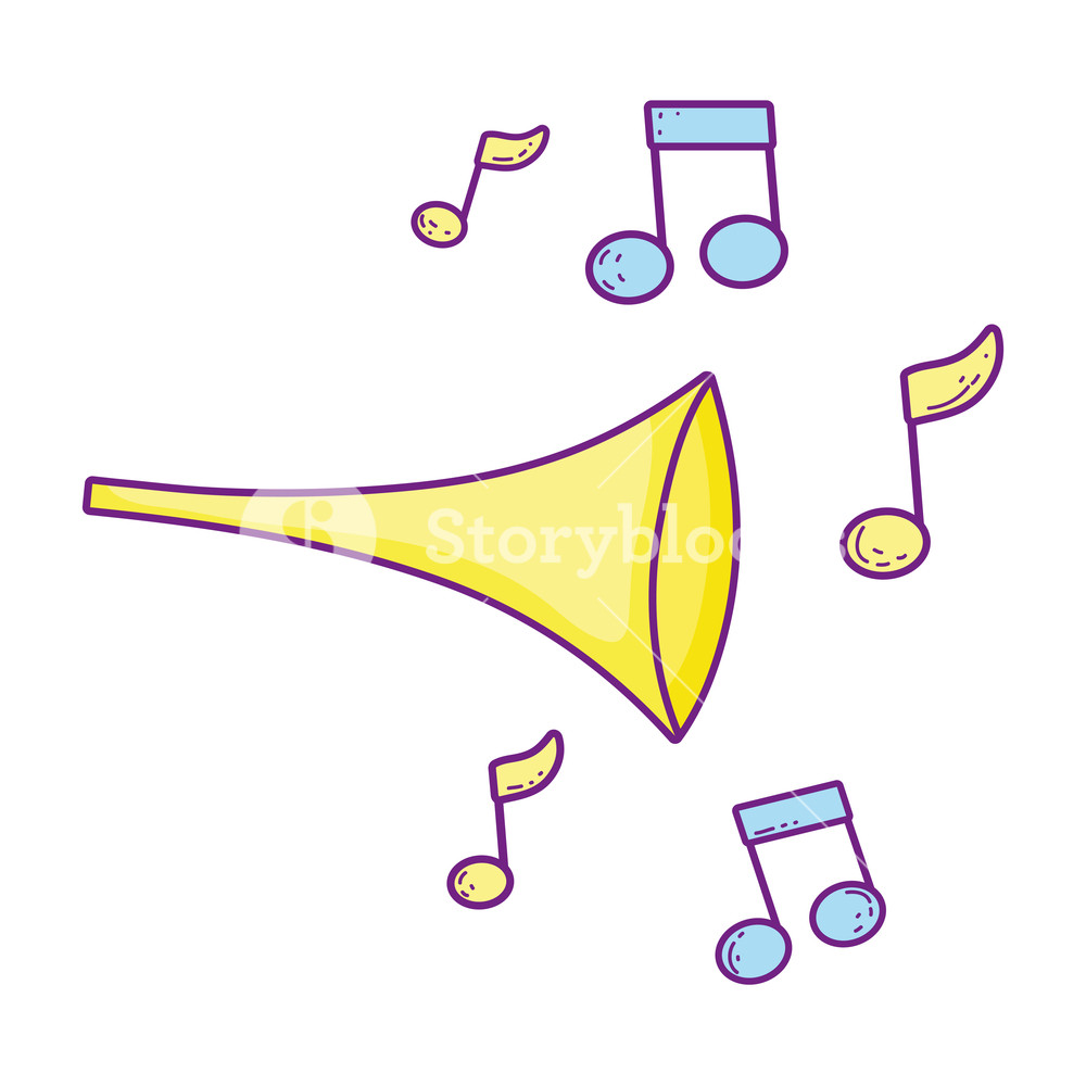 1000x1000 Cute Trumpet With Music Notes Vector Illustration Design Royalty