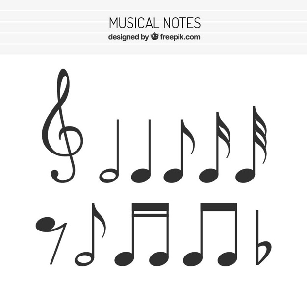 626x626 Flat Set Of Musical Notes Vector Free Download