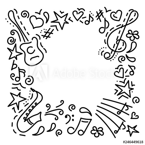 500x500 Musical Background Hand Drawn Music Symbols Doodle Style