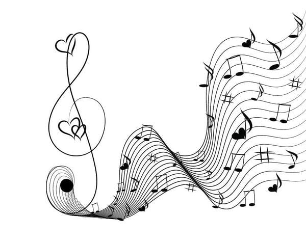 600x475 Musical Symbols With Abstract Heart Vector Free Graphics