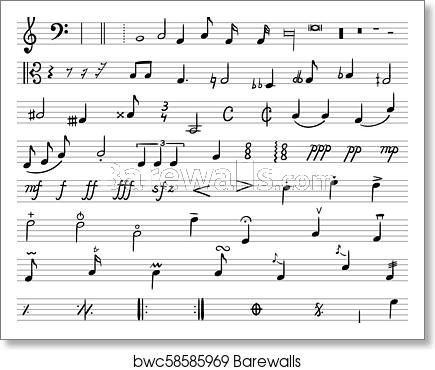 435x370 Vector Music Notes, Drawn Illustration, Musical Staff