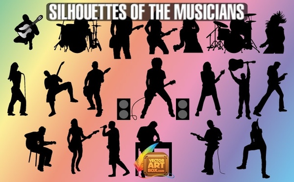 600x371 Musicians Silhouettes Free Vector In Encapsulated Postscript