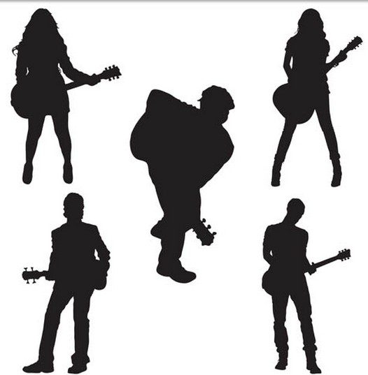 526x537 Musicians Silhouettes Vector Free Download