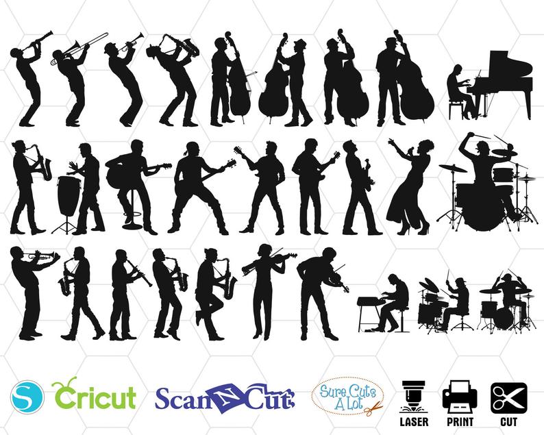 794x635 Musicians Silhouette Music Music Clipart Music Etsy
