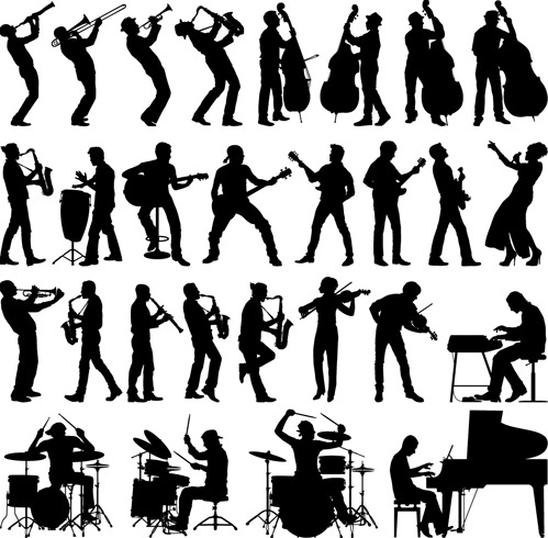 499x490 Vector Musicians Silhouetter Set Free Vectors Ui Download