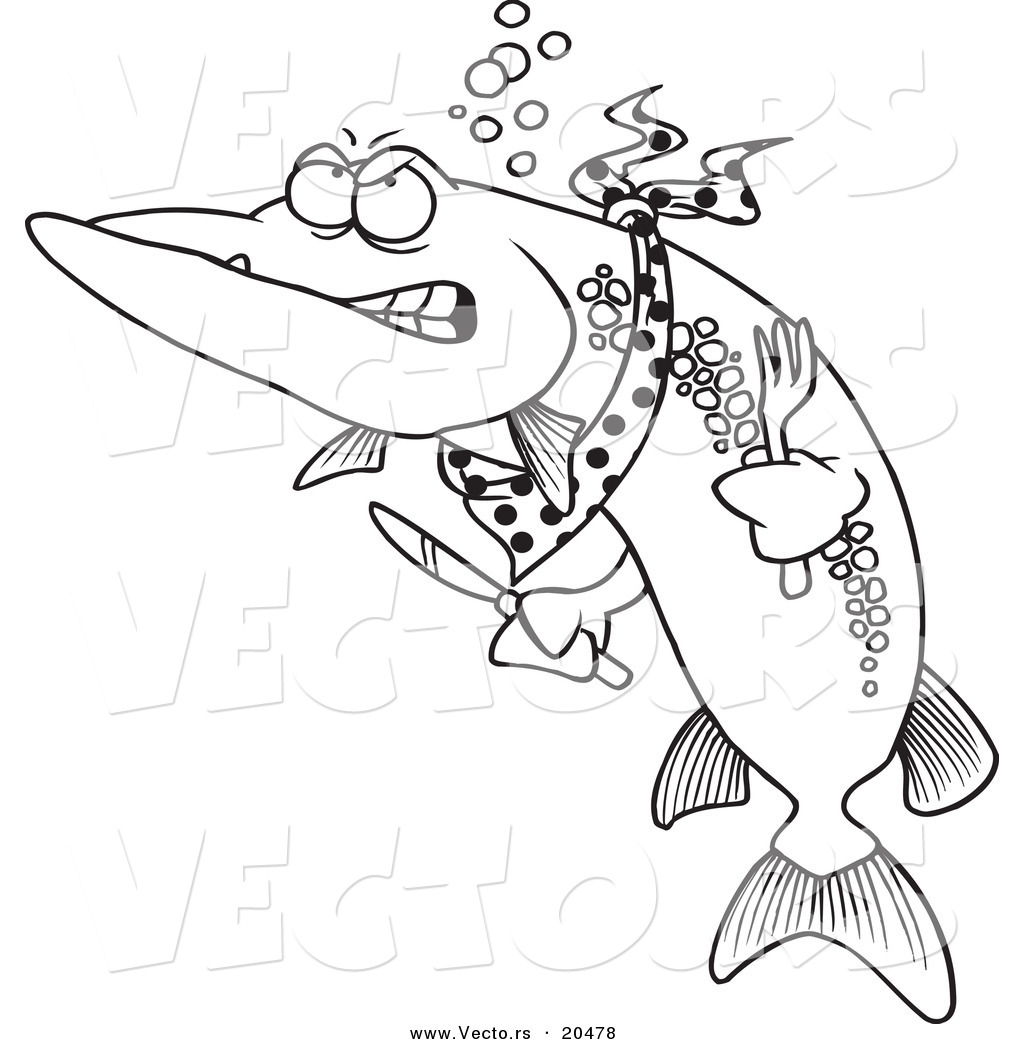 1024x1044 Vector Of A Cartoon Hungry Muskie Fish