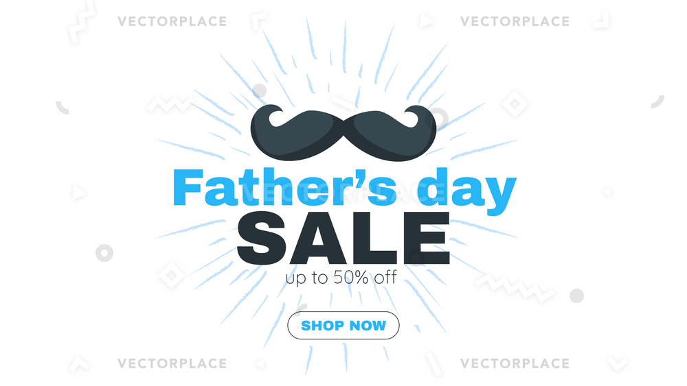 1000x563 Father Day Sale Banner Template Mustache Vector Illustration