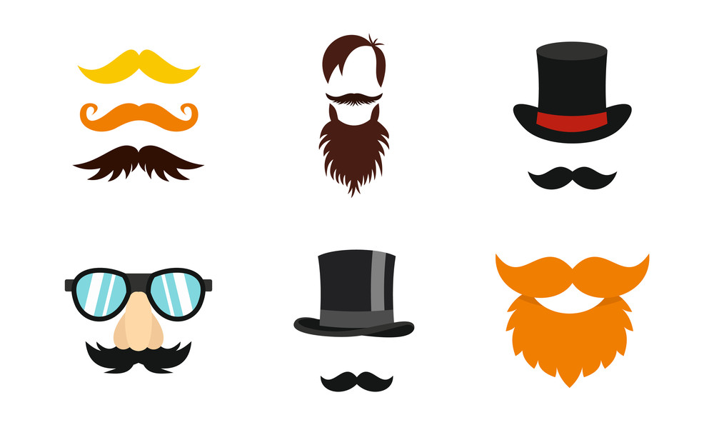1000x595 Mustache Icon Set Flat Set Of Mustache Vector Icons For Web
