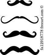 143x179 Free Art Print Of Vector Gentleman Black Mustache Vector Curly