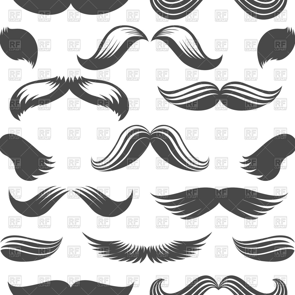 1200x1200 Vintage Moustaches Vector Image Of Silhouettes, Outlines