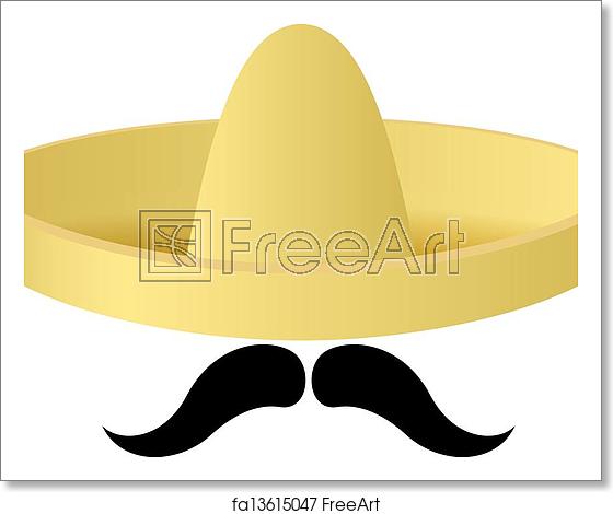 560x470 Free Art Print Of Sombrero Hat With Handlebar Moustache Vector