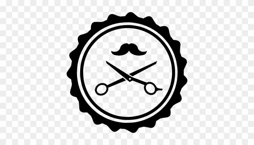 840x480 Hair Salon Badge With Scissors And Mustache Vector