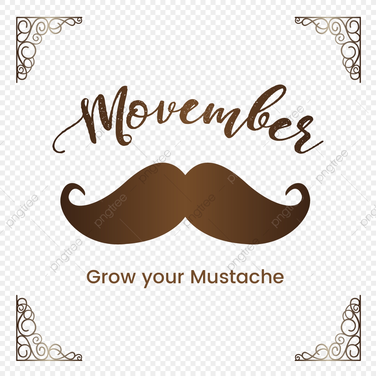 1200x1200 Happy Movember Grow Your Mustache Vector Illustration, Happy