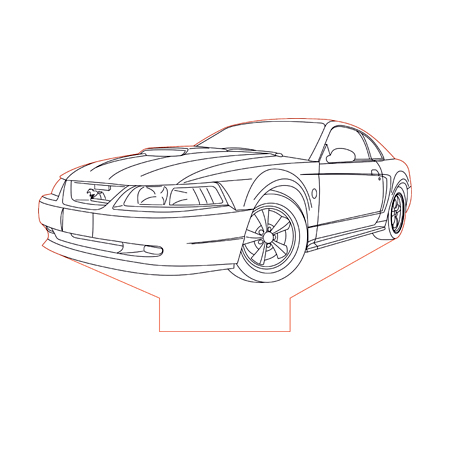 450x450 Mustang Car Illusion Lamp Plan Vector For Cnc