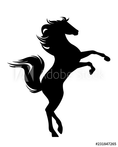 Standing Mustang Horse Black Vector Design 400x500 Standing Mustang Horse Black Vector Design