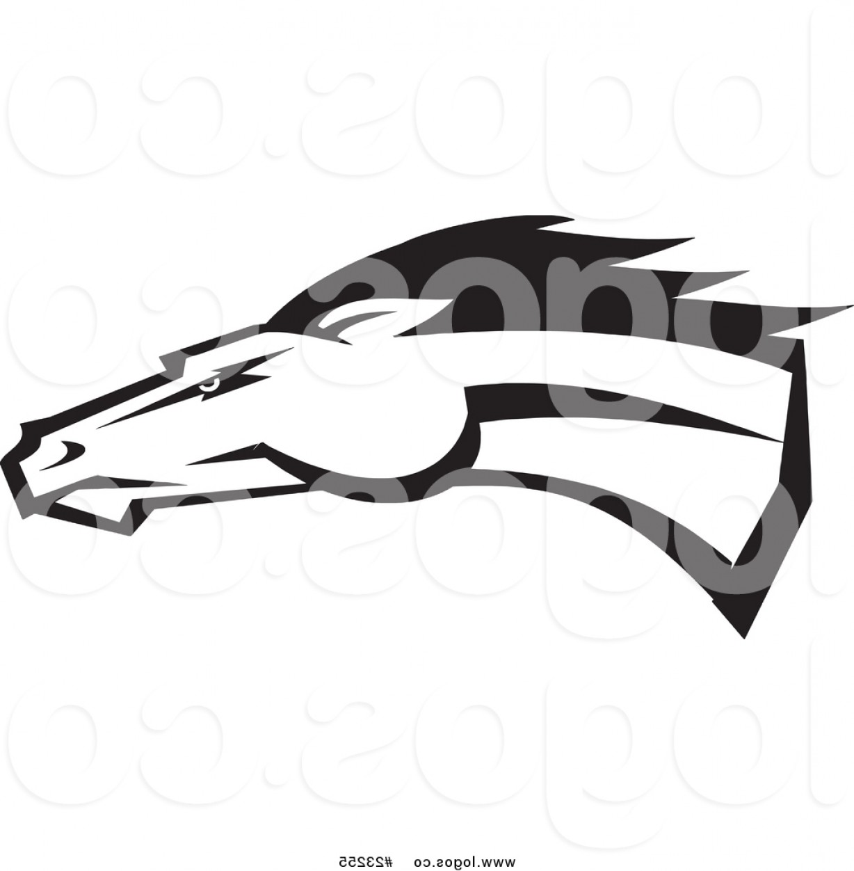 1228x1252 Vector Logo Of A Black And White Running Bronco Or Mustang