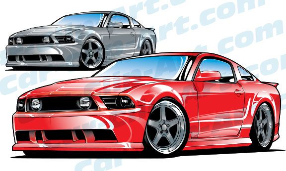 576x346 Late Model Ford Mustang Vector Clip Art Comic Drawings Mustang