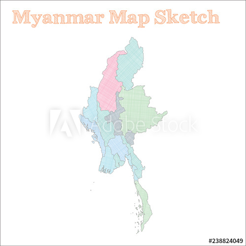 Myanmar Map Hand Drawn Country Sightly Sketchy Myanmar Map 500x500 Myanmar Map Hand Drawn Country Sightly Sketchy Myanmar Map