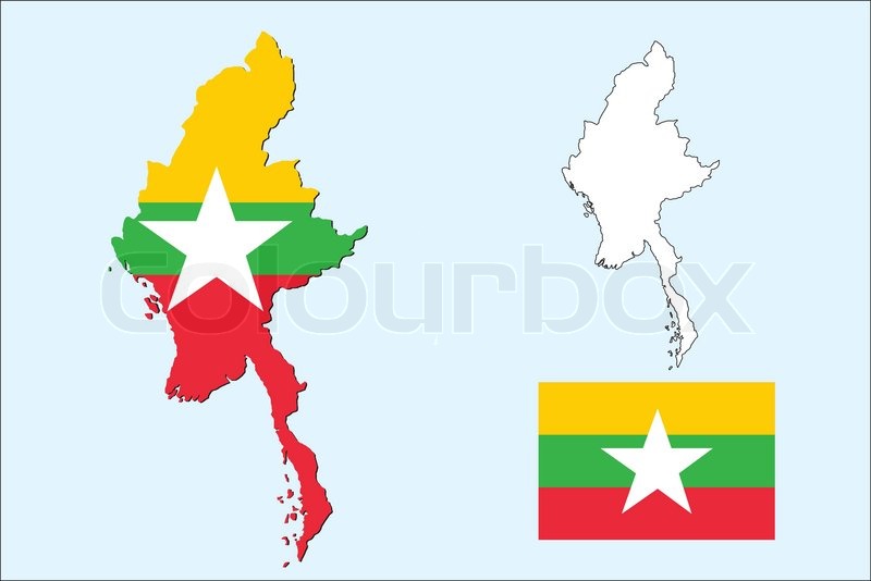 Vector Of Myanmar Map Wte The Flag Stock Vector Colourbox 800x534 Vector Of Myanmar Map Wte The Flag Stock Vector Colourbox
