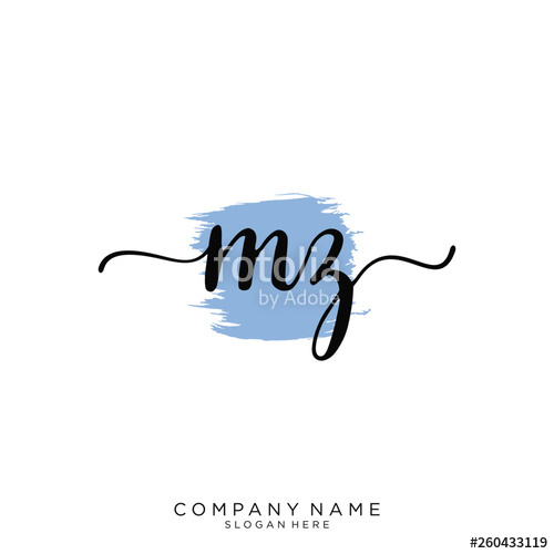 500x500 Mz Initial Handwriting Logo Vector Stock Image And Royalty Free