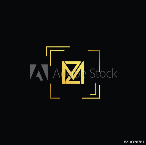 500x495 Initial Gold Letter Mz Zm Logo Design With Black Background Vector