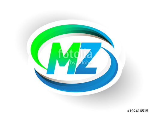 500x379 Initial Letter Mz Logotype Company Name Colored Blue And Green