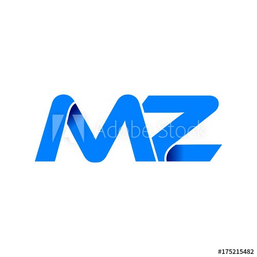 500x500 Mz Logo Initial Logo Vector Modern Blue Fold Style