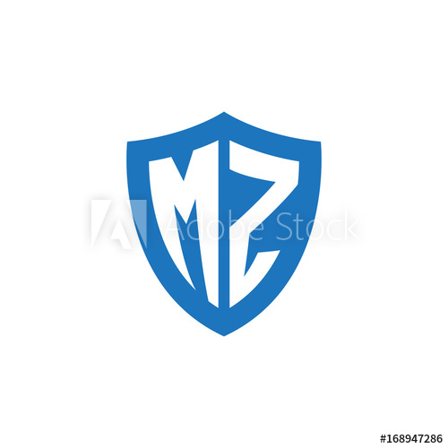 500x500 Initial Letter Mz, Shield Logo, Modern Blue Color
