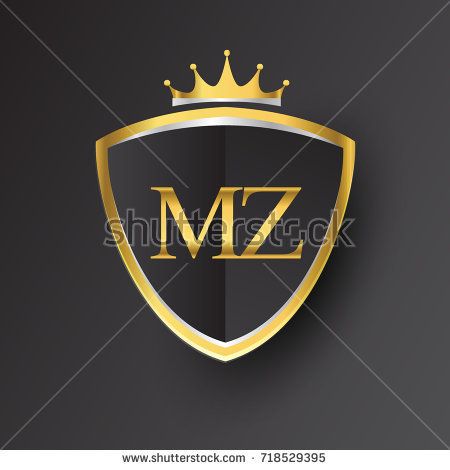 450x470 Initial Logo Letter Mz With Shield And Crown Icon Golden Color