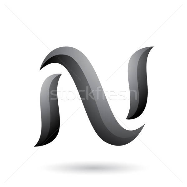 600x600 Grey Snake Shaped Letter N Vector Illustration Vector Illustration