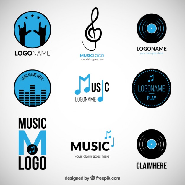 626x626 Variety Of Blue Music Logos Vector Free Download