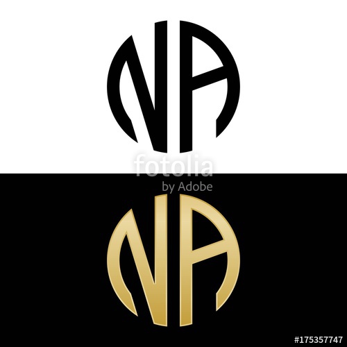 500x500 Na Initial Logo Circle Shape Vector Black And Gold Stock Image