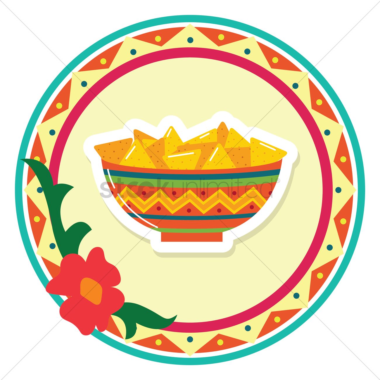 Bowl Of Nachos Vector Image 1300x1300 Bowl Of Nachos Vector Image