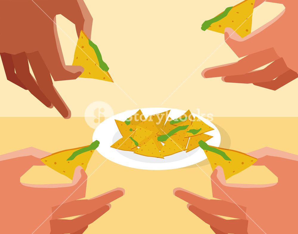 Hands Grabbing Nachos Vector Illustration Graphic Design Royalty 1000x786 Hands Grabbing Nachos Vector Illustration Graphic Design Royalty
