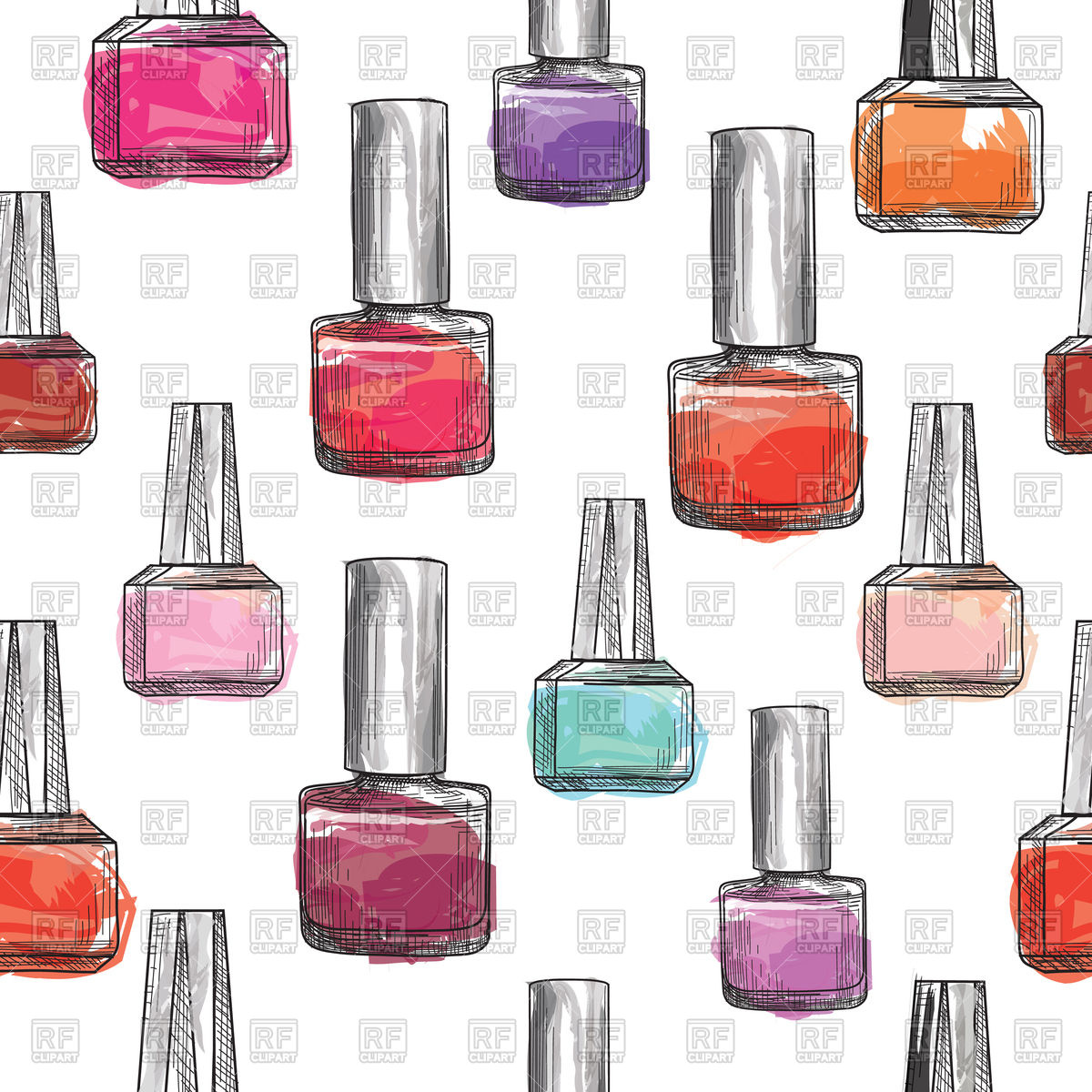 1200x1200 Nail Polish Bottle Pattern On White Background Vector Image