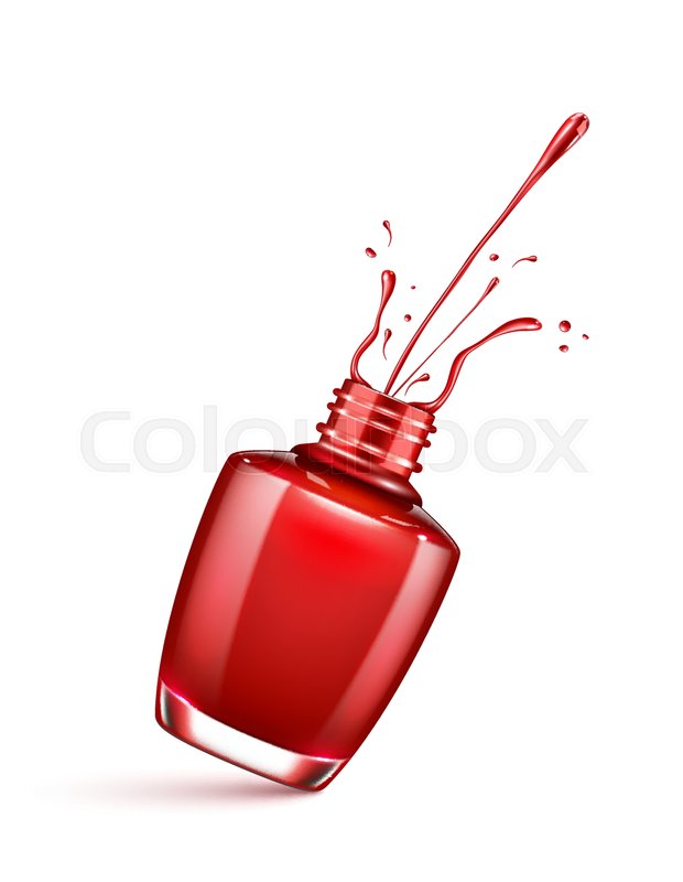 620x800 Red Nail Polish Bottle With Splash Stock Vector Colourbox