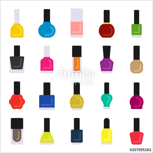 500x500 Various Shape Of Nail Polish Bottle Vector Flat Graphic Design