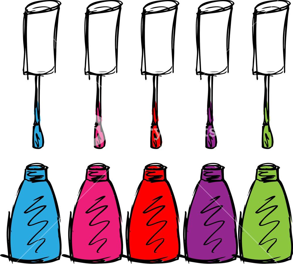 1000x900 Sketch Of Colorful Nail Polish Vector Illustration Royalty Free