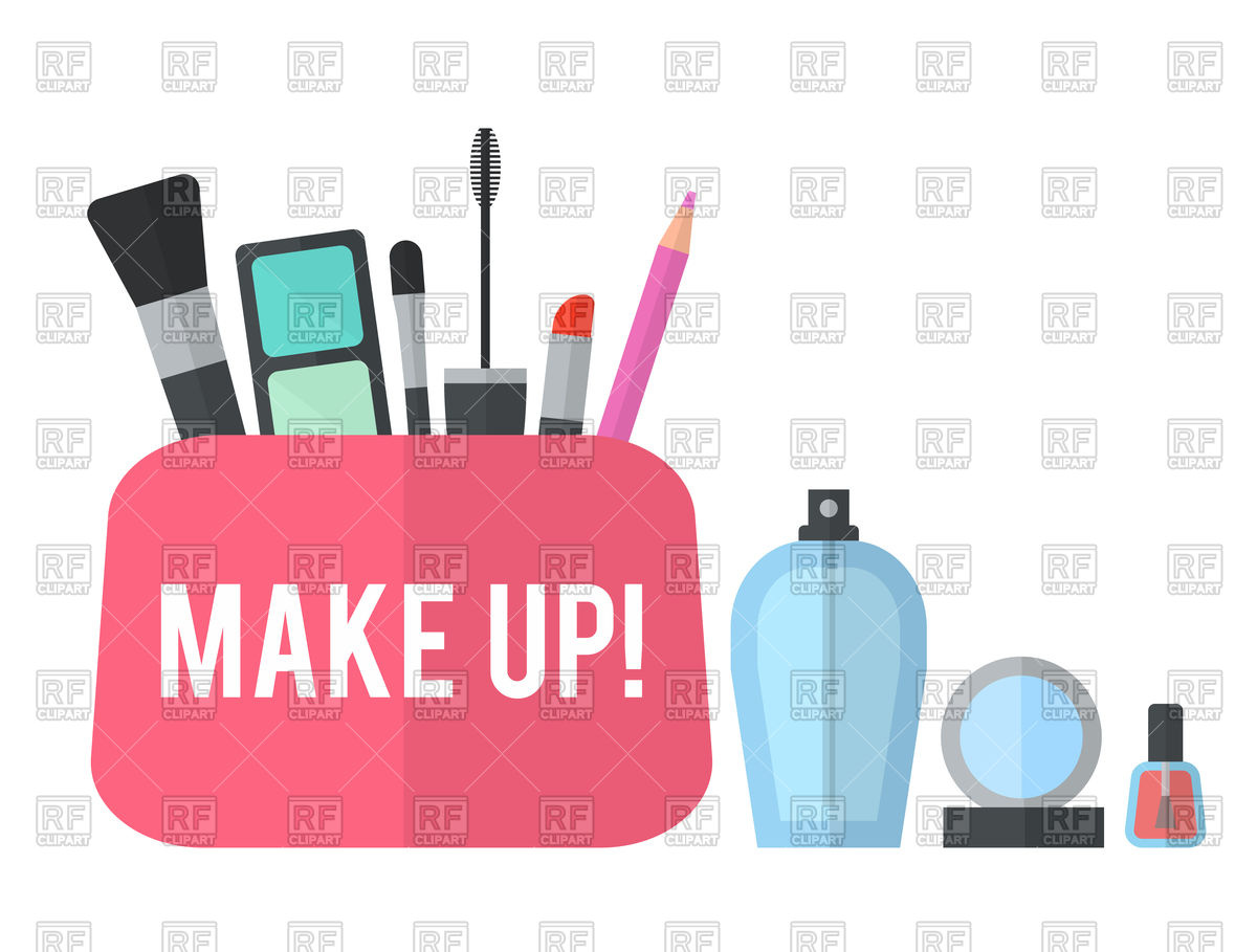 1200x909 Make Up Flat Icons With Lipstick, Palette, Perfume, Nail Polish