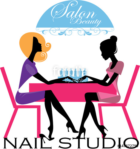 469x500 Nail Studio, Woman In Beauty Salon Getting Manicure, Silhouette