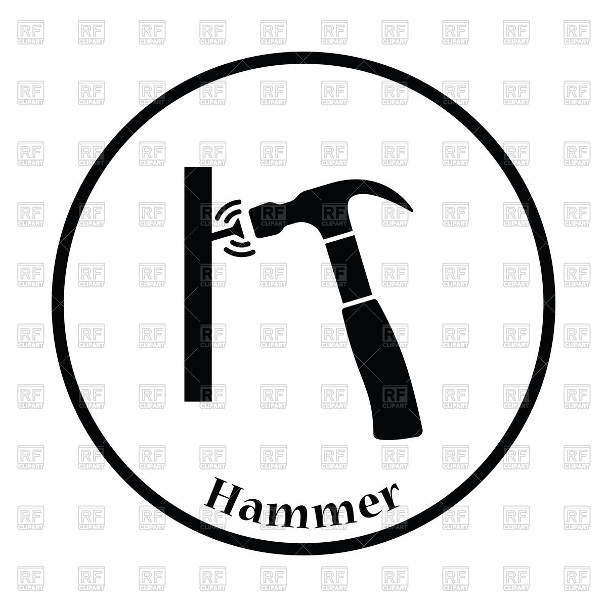 1200x1200 Thin Circle Design Icon Of Hammer Beat To Nail Vector Image
