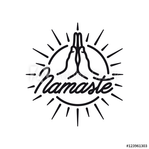500x500 Hand Drawn Namaste Sign Yoga Center Emblem Vector Vintage