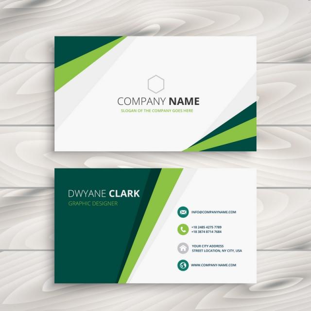 640x640 Clean Green Visit Card Vector Design Illustration Template