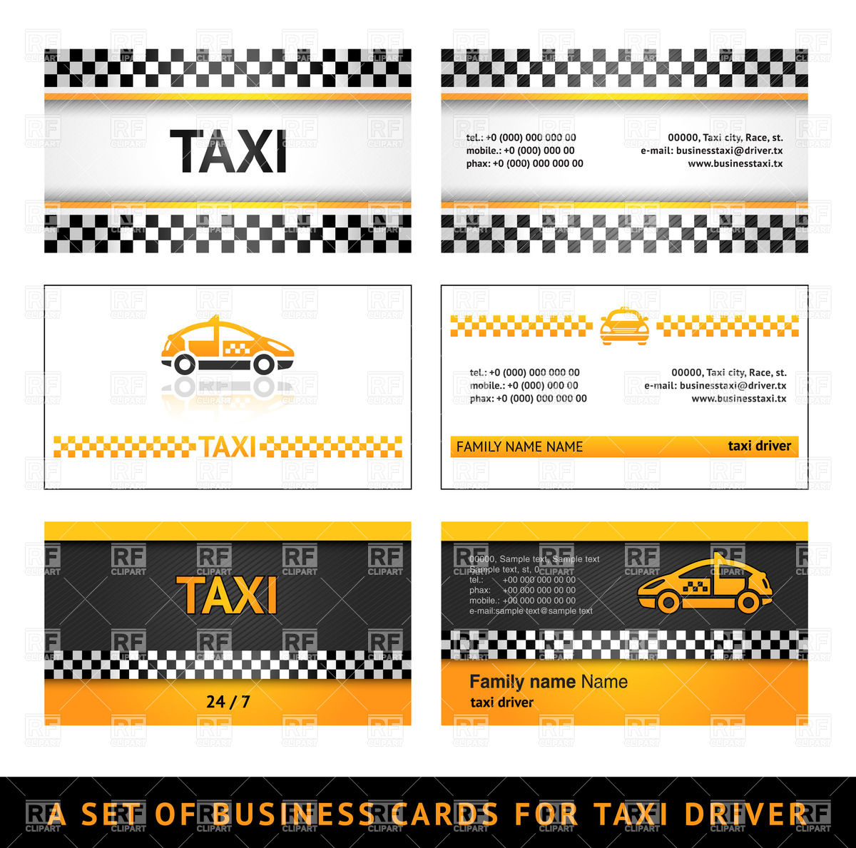 1200x1189 Simple Business Card Templates For Taxi Vector Image