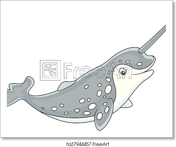 560x470 Free Art Print Of Arctic Narwhal Vector Illustration Of A Grey