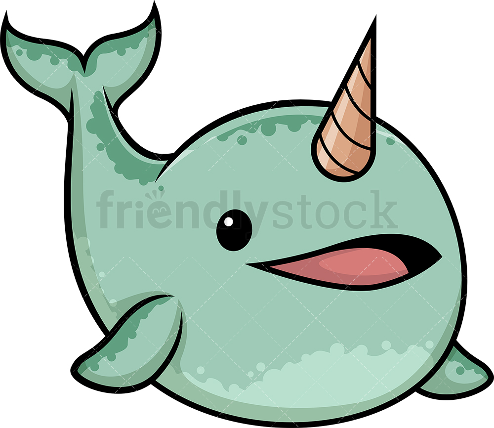 1000x866 Happy Narwhal Cartoon Clipart Vector