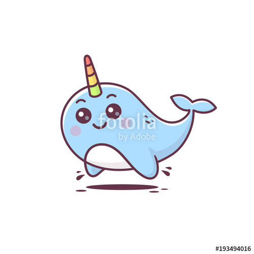 500x500 Baby Narwhal Vector Illustration Kawaii Cute Style Stock Image
